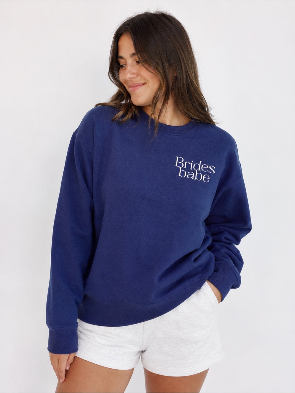 Six Stories Brides Babe Blue Crewneck Sweatshirt Bridesmaid Proposal M